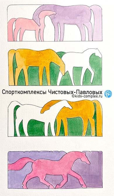 Аппликации на спортивном комплексе и детской мебели. Примеры: город для брата и лошадки для сестры